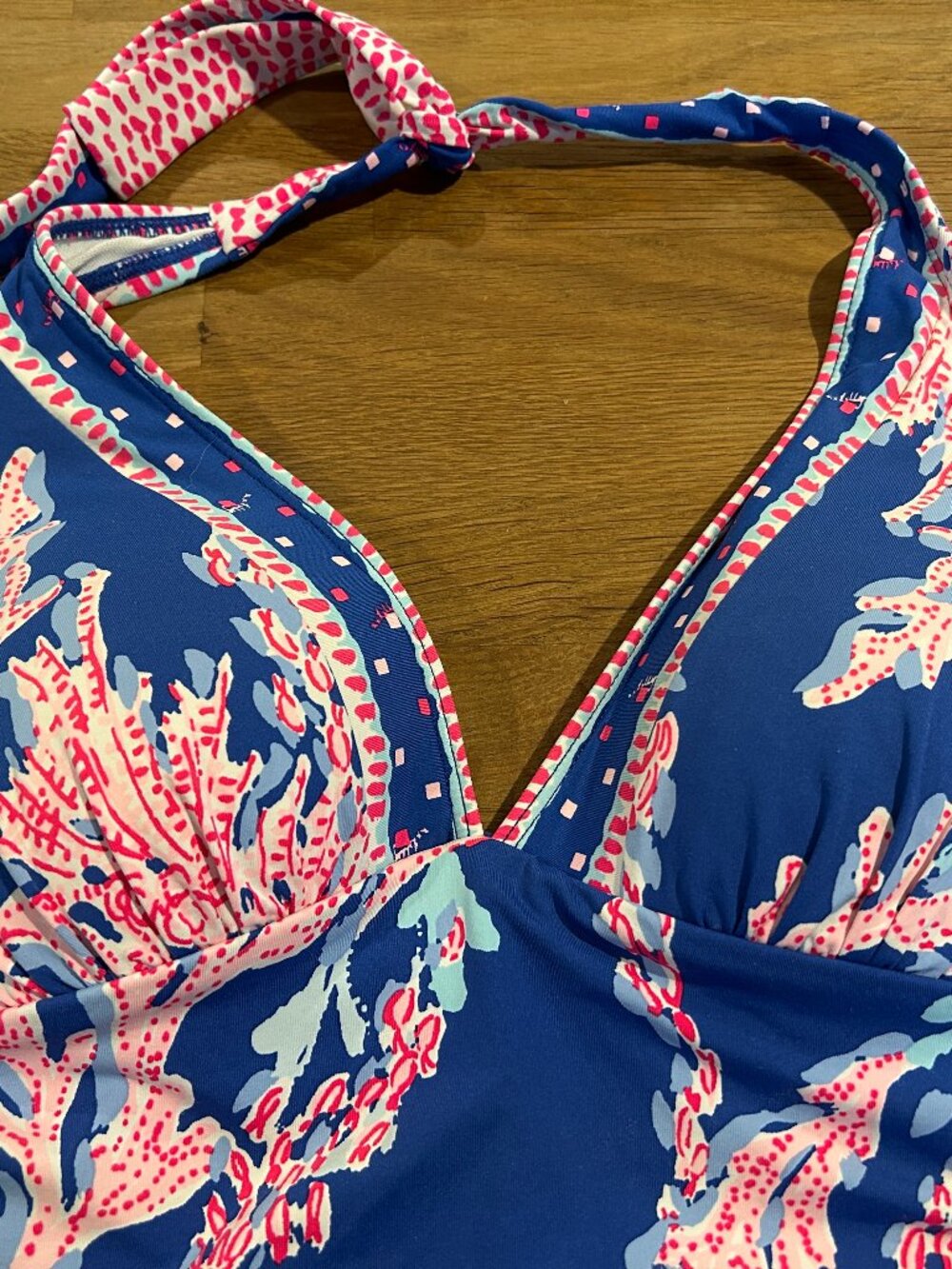 LILLY PULITZER Sz S Borealis Blue Bliss Halter Tankini Swimsuit Top - Picture 3 of 9